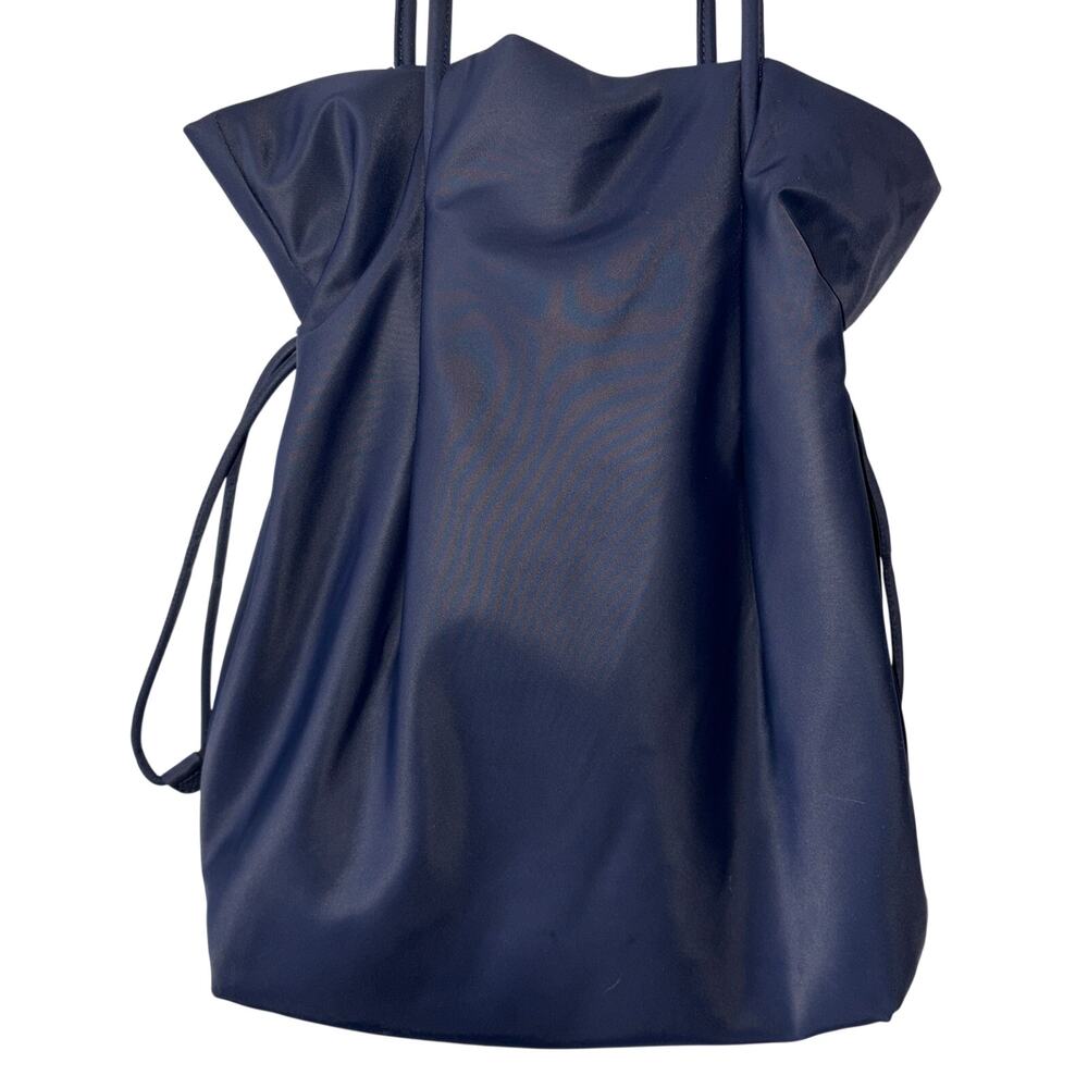 Aritzia Babaton Commute Tote Navy Nylon Cinch Quiet Luxury Minimalist Bag - Picture 3 of 10